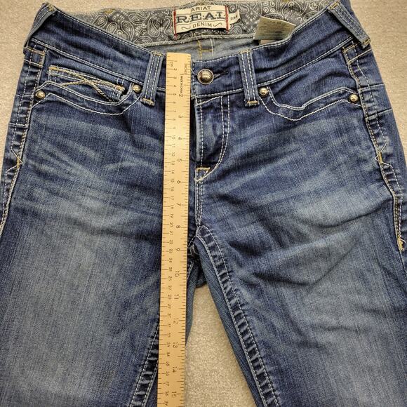 Ariat Real Denim Women’s Jeans 29R Vintage Blue Flare Bootcut Western Style - Picture 6 of 12